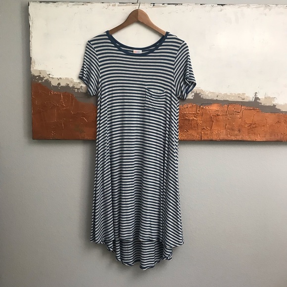 LuLaRoe Dresses & Skirts - LuLaRoe Carly Blue and Gray Striped Midi Dress LuLaRoe Dresses & Skirts - LuLaRoe Carly Blue and Gray Striped Midi Dress